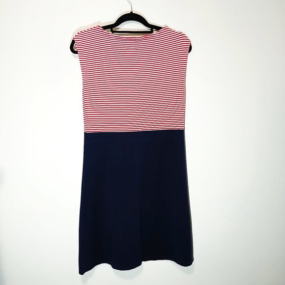 LL Bean Sleeveless Pullover Ladies Dress Red Stripe Navy Blue Stretch Size S - Picture 4 of 10